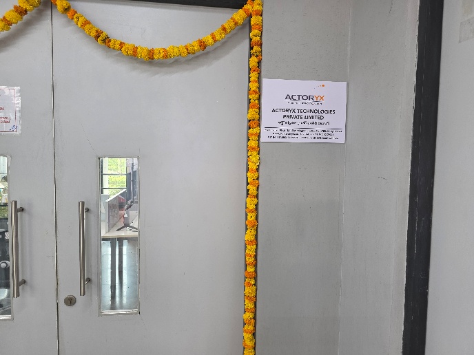 ACTORYX R&D Center entrance adorned with marigolds